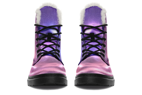 Violet Chrome Winter Boots - Warm Micro-Suede Doc-Style Boots Lined with Vegan Wool