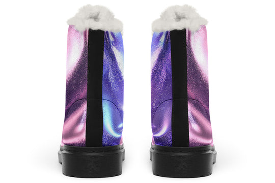 Violet Chrome Winter Boots - Warm Micro-Suede Doc-Style Boots Lined with Vegan Wool