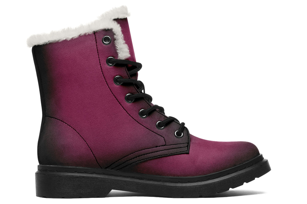 Wicked Berry Winter Boots - Warm Micro-Suede Doc-Style Boots Lined with Vegan Wool