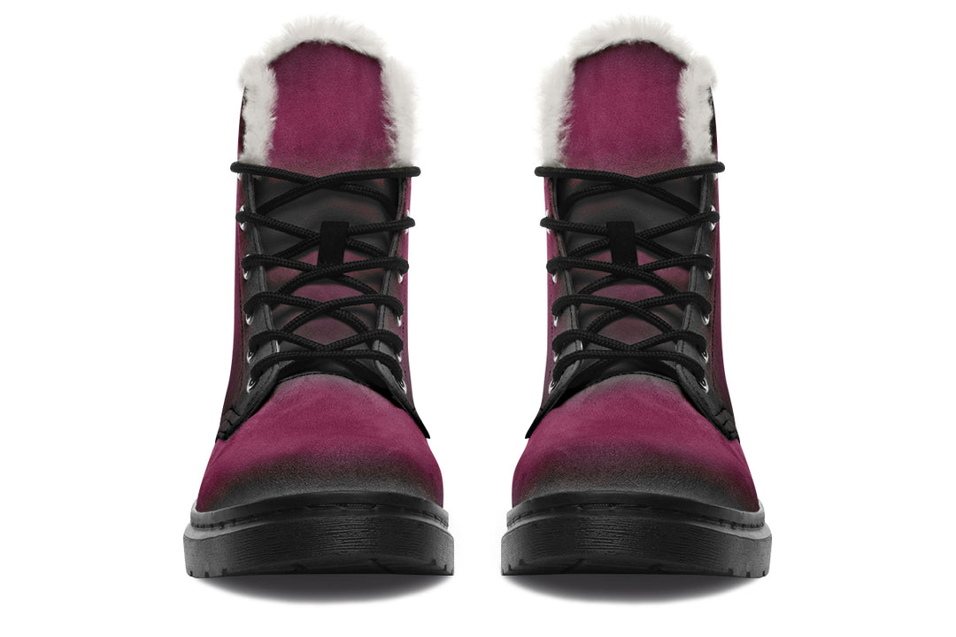 Wicked Berry Winter Boots - Warm Micro-Suede Doc-Style Boots Lined with Vegan Wool