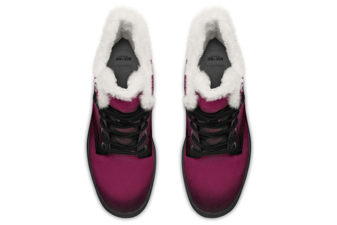 Wicked Berry Winter Boots - Warm Micro-Suede Doc-Style Boots Lined with Vegan Wool