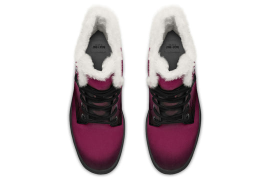 Wicked Berry Winter Boots - Weatherproof Vegan Boots Durable Micro-Suede Fur Lined Lace-up Shoes
