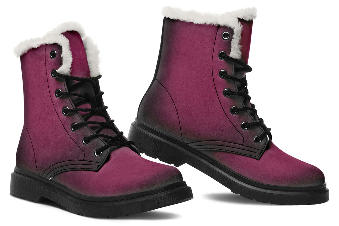 Wicked Berry Winter Boots - Weatherproof Vegan Boots Durable Micro-Suede Fur Lined Lace-up Shoes