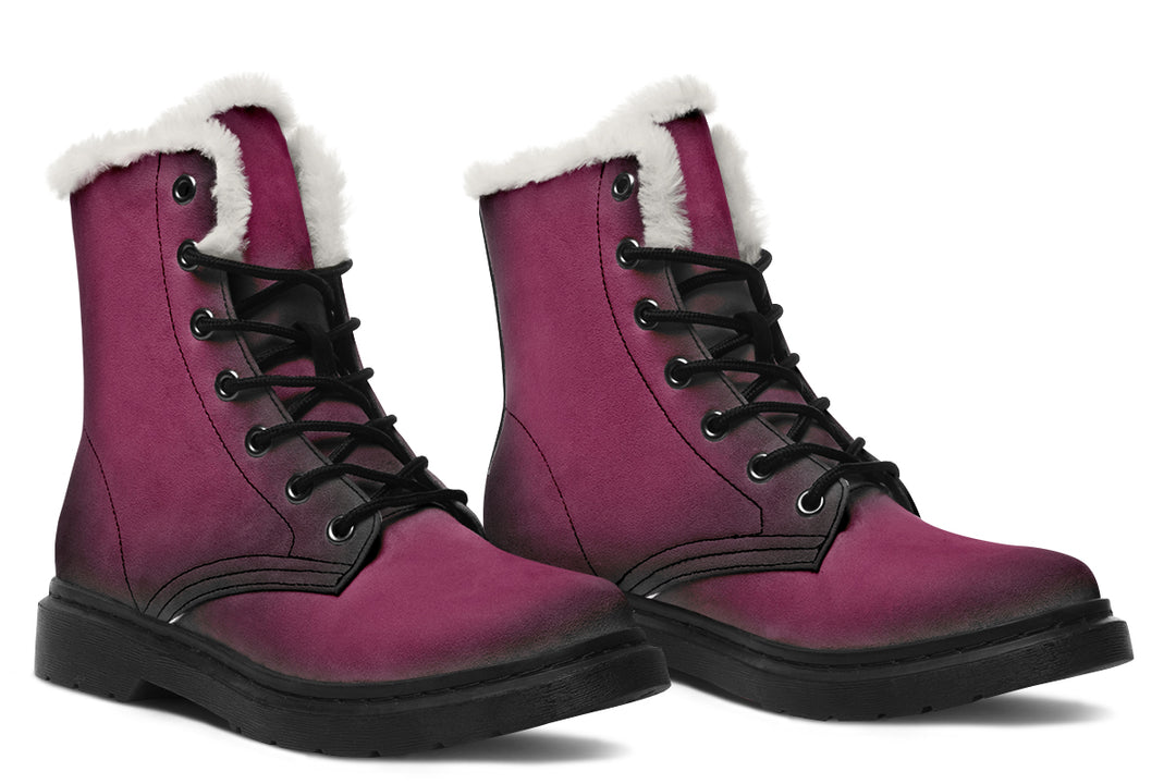 Wicked Berry Winter Boots - Warm Micro-Suede Doc-Style Boots Lined with Vegan Wool