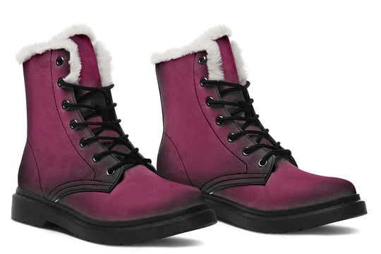 Wicked Berry Winter Boots - Warm Micro-Suede Doc-Style Boots Lined with Vegan Wool