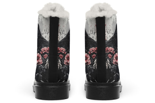 Wildflower Bear Winter Boots - Warm Micro-Suede Doc-Style Boots Lined with Vegan Wool