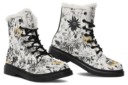 Wildflower Winter Boots - Warm Micro-Suede Doc-Style Boots Lined with Vegan Wool