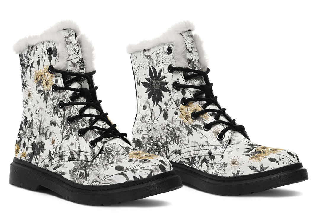 Wildflower Winter Boots - Warm Micro-Suede Doc-Style Boots Lined with Vegan Wool