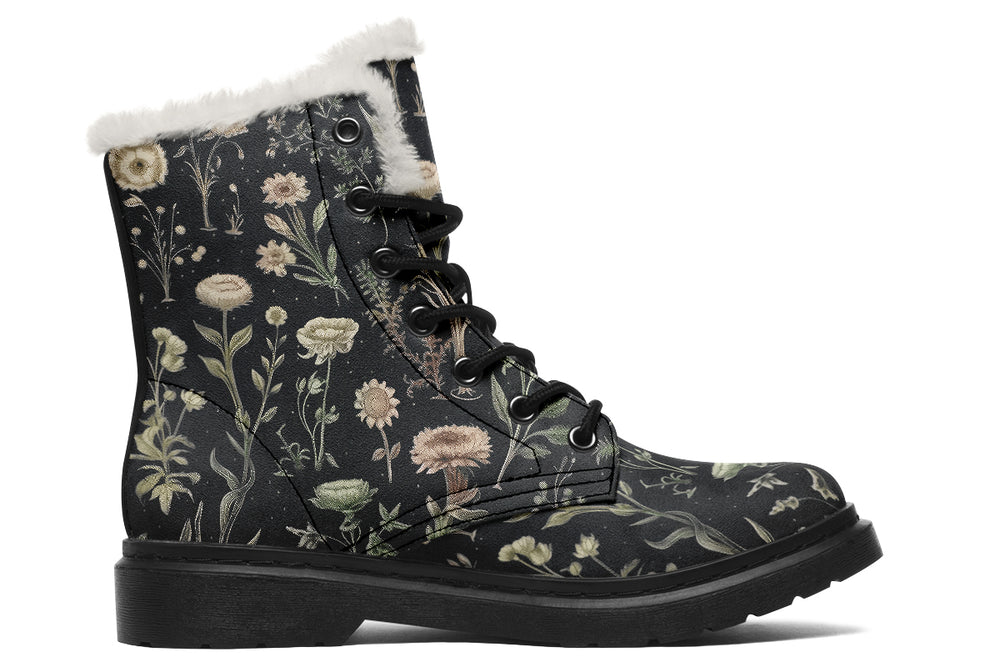 Witches' Broomsticks Winter Boots - Warm Micro-Suede Doc-Style Boots Lined with Vegan Wool