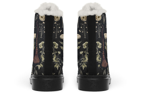 Witches' Broomsticks Winter Boots - Warm Micro-Suede Doc-Style Boots Lined with Vegan Wool