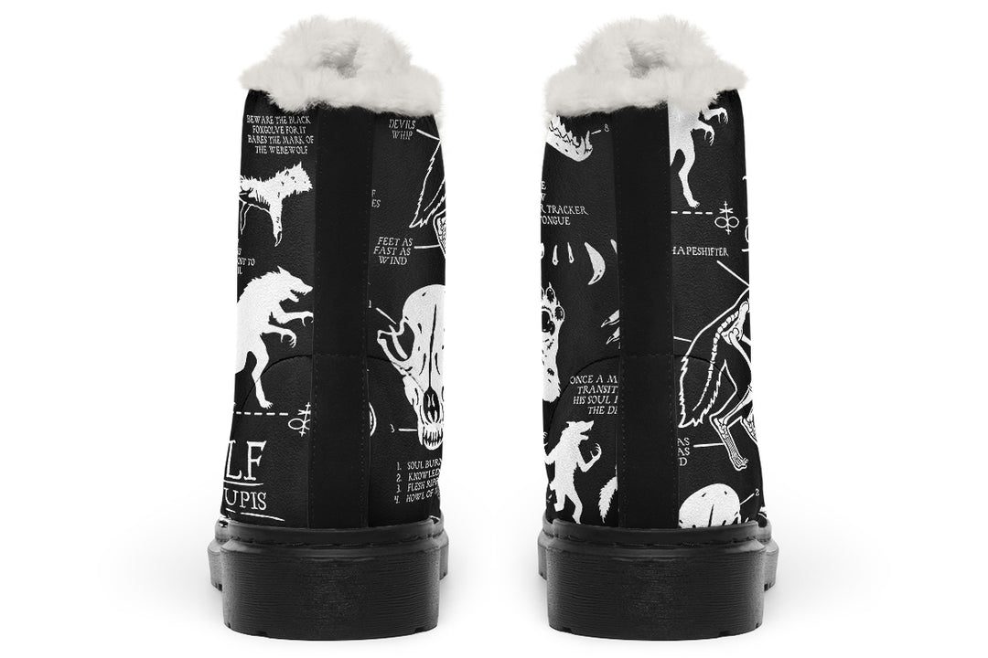 Wolf Study Winter Boots - Warm & Durable Water Resistant Micro Suede Vibrant Print Lace-up Weatherproof Shoes