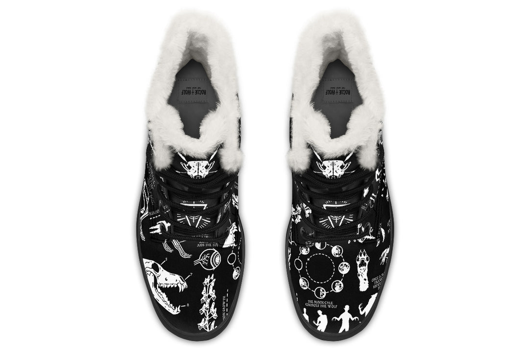 Wolf Study Winter Boots - Warm & Durable Water Resistant Micro Suede Vibrant Print Lace-up Weatherproof Shoes