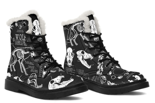 Wolf Study Winter Boots - Warm & Durable Water Resistant Micro Suede Vibrant Print Lace-up Weatherproof Shoes