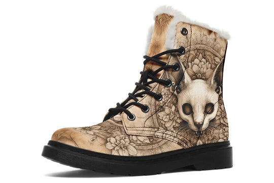 Wraithcat Mandala Winter Boots - Warm Micro-Suede Doc-Style Boots Lined with Vegan Wool