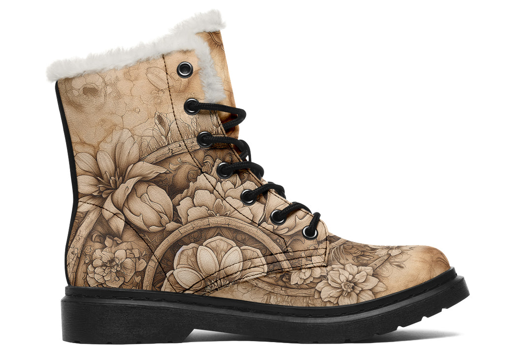 Wraithcat Mandala Winter Boots - Warm Micro-Suede Doc-Style Boots Lined with Vegan Wool