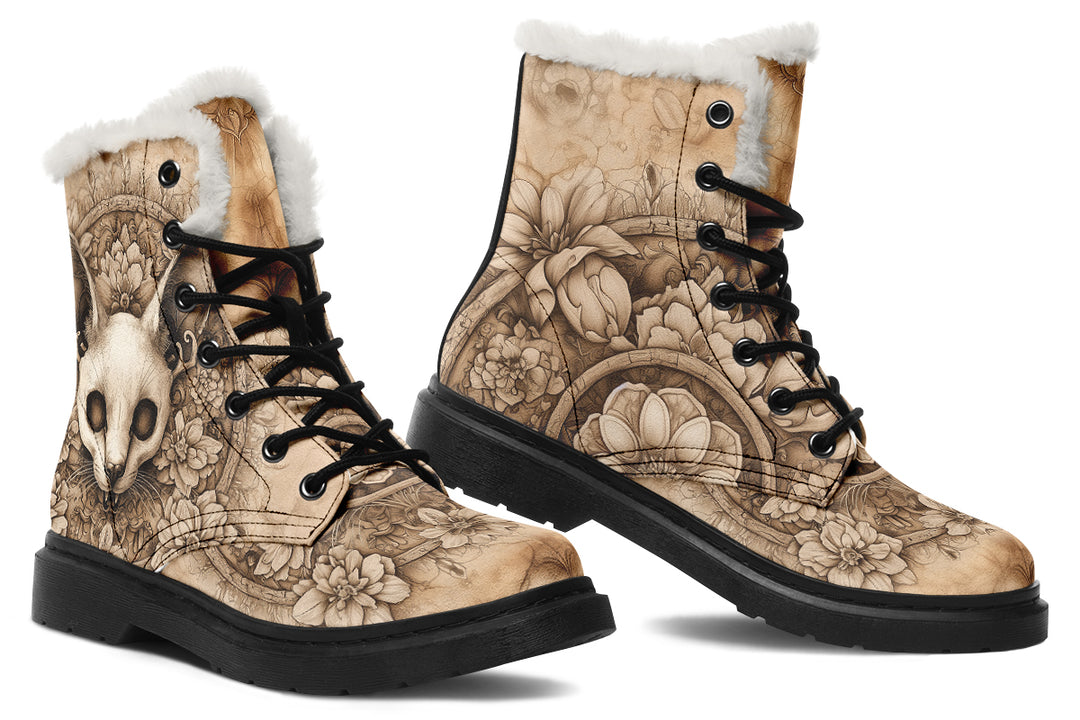 Wraithcat Mandala Winter Boots - Warm Micro-Suede Doc-Style Boots Lined with Vegan Wool