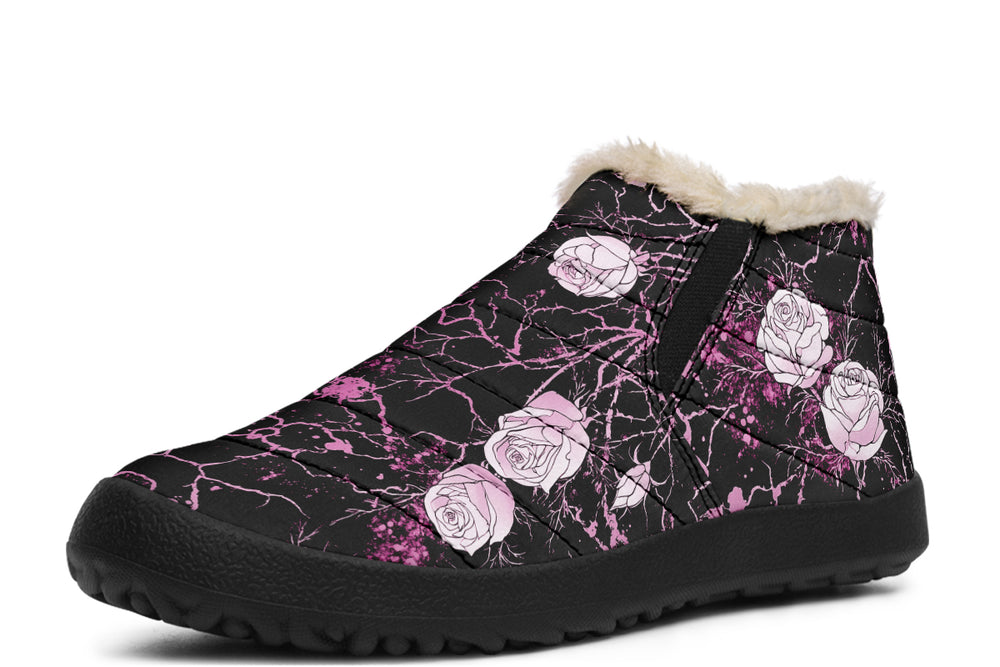 Amethyst Kintsugi Rose Winter Sneakers - Warm & Easy Slip-On Shoes Lined with Vegan Wool with Anti-Slip Soles