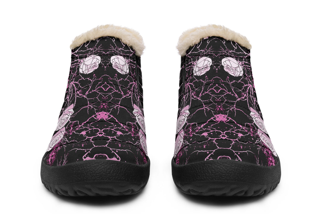 Amethyst Kintsugi Rose Winter Sneakers - Warm & Easy Slip-On Shoes Lined with Vegan Wool with Anti-Slip Soles