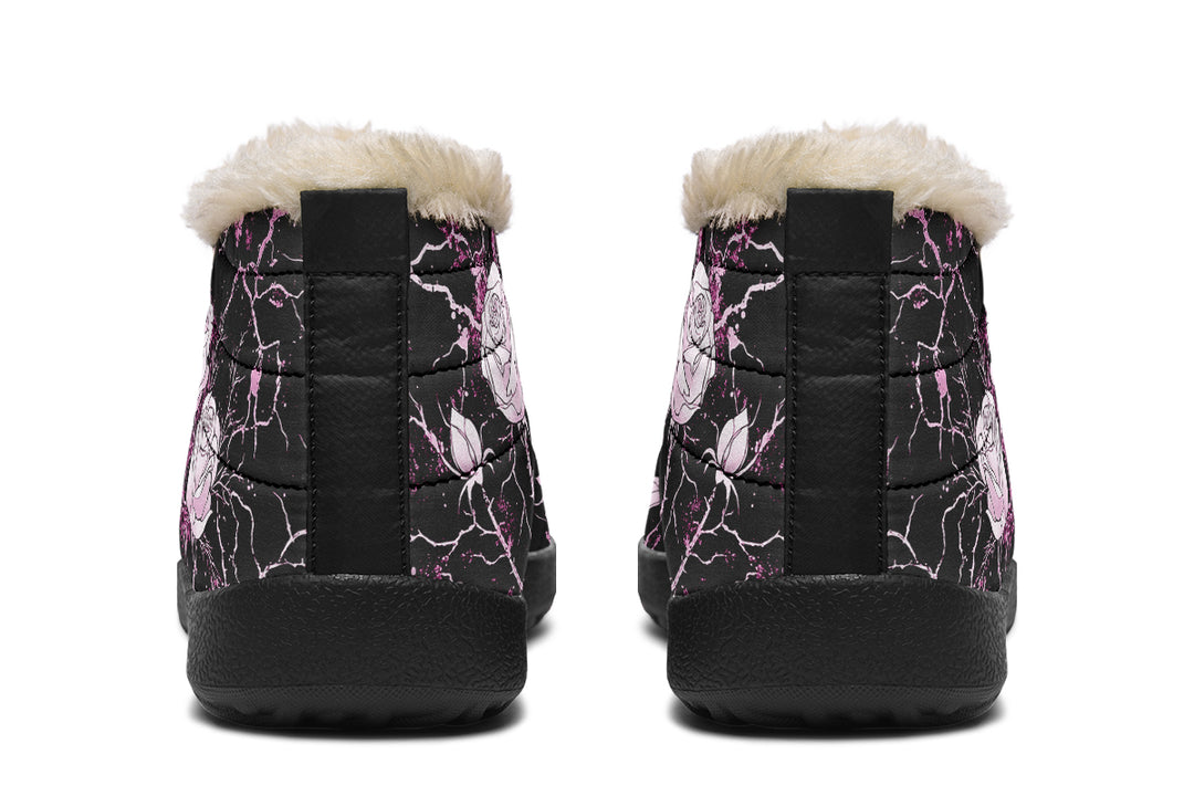 Amethyst Kintsugi Rose Winter Sneakers - Warm & Easy Slip-On Shoes Lined with Vegan Wool with Anti-Slip Soles