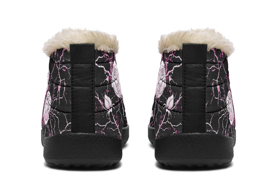 Amethyst Kintsugi Rose Winter Sneakers - Warm & Easy Slip-On Shoes Lined with Vegan Wool with Anti-Slip Soles