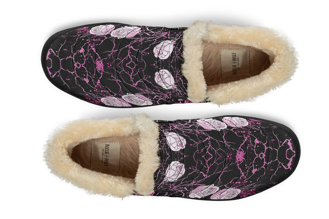 Amethyst Kintsugi Rose Winter Sneakers - Warm & Easy Slip-On Shoes Lined with Vegan Wool with Anti-Slip Soles