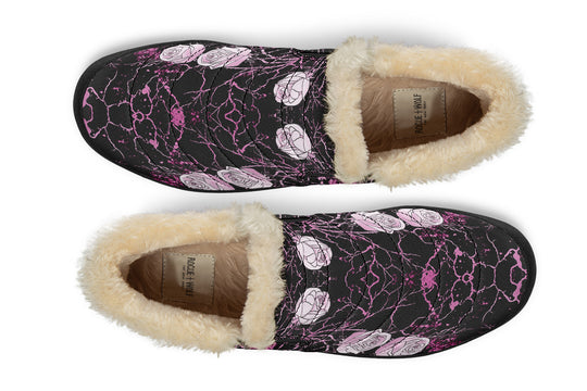 Amethyst Kintsugi Rose Winter Sneakers - Warm & Easy Slip-On Shoes Lined with Vegan Wool with Anti-Slip Soles