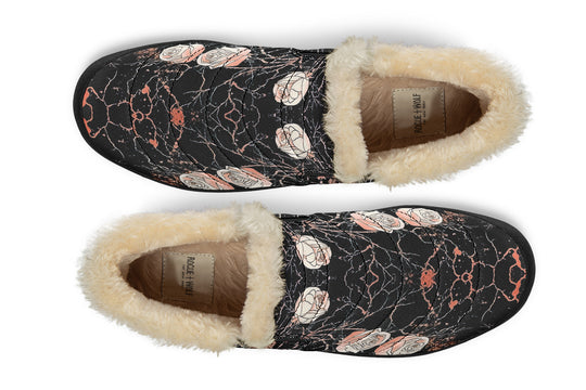 Blush Kintsugi Rose Winter Sneakers - Warm & Easy Slip-On Shoes Lined with Vegan Wool with Anti-Slip Soles