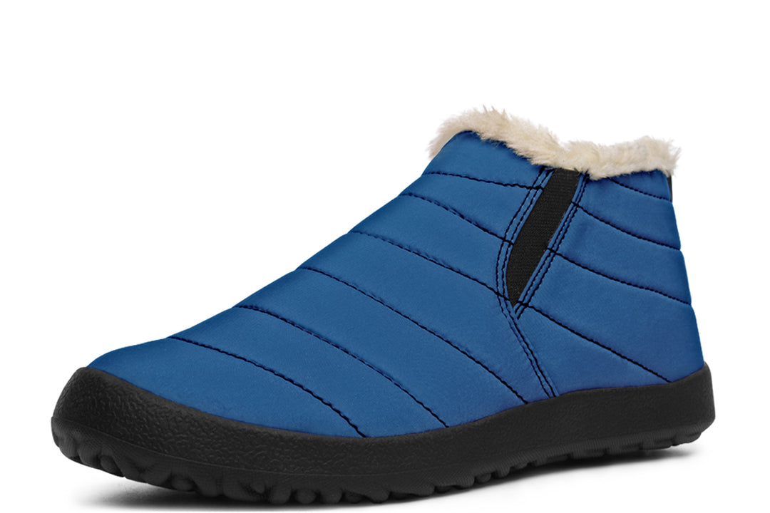 Cobalt Blue Winter Sneakers - Warm & Easy Slip-On Shoes Lined with Vegan Wool with Anti-Slip Soles