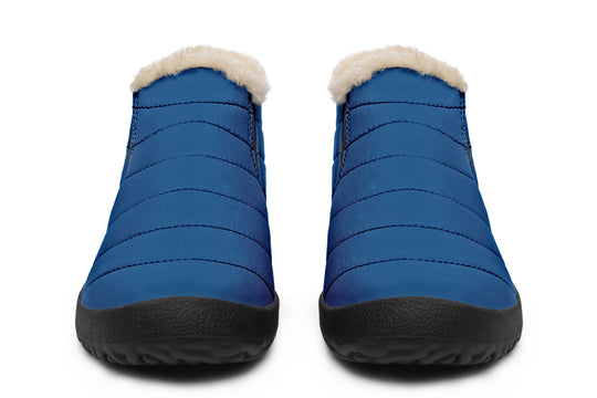 Cobalt Blue Winter Sneakers - Warm & Easy Slip-On Shoes Lined with Vegan Wool with Anti-Slip Soles