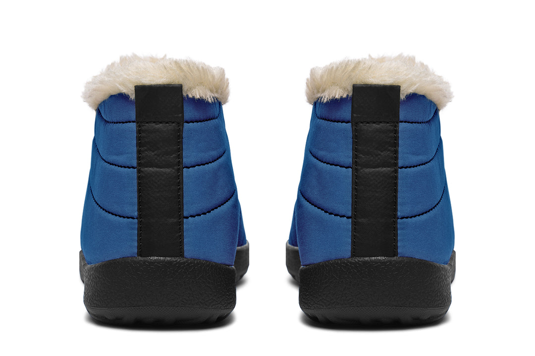 Cobalt Blue Winter Sneakers - Warm & Easy Slip-On Shoes Lined with Vegan Wool with Anti-Slip Soles