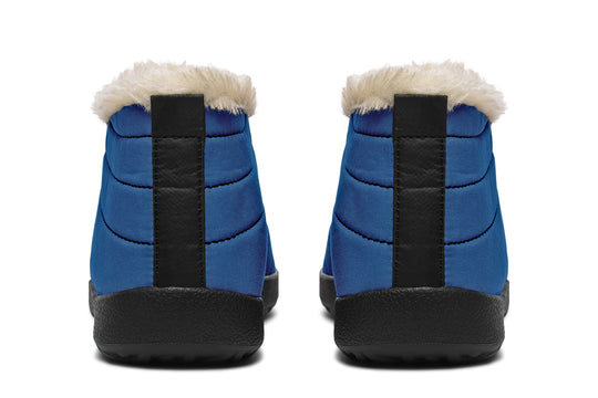 Cobalt Blue Winter Sneakers - Warm & Easy Slip-On Shoes Lined with Vegan Wool with Anti-Slip Soles