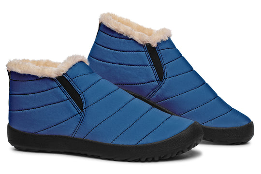 Cobalt Blue Winter Sneakers - Warm & Easy Slip-On Shoes Lined with Vegan Wool with Anti-Slip Soles