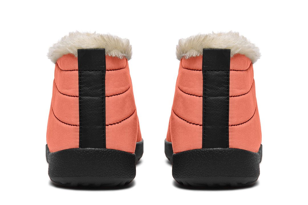 Coral Blush Winter Sneakers - Warm & Easy Slip-On Shoes Lined with Vegan Wool with Anti-Slip Soles