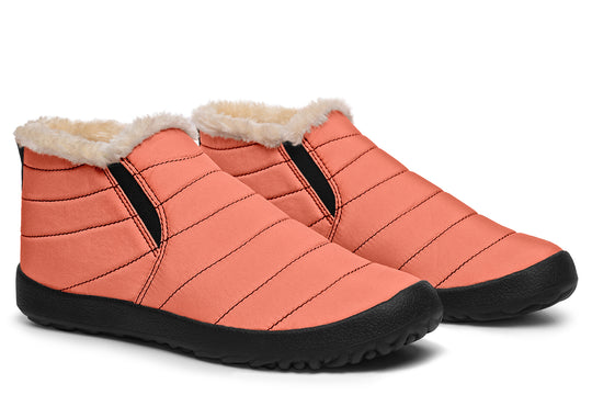 Coral Blush Winter Sneakers - Warm & Easy Slip-On Shoes Lined with Vegan Wool with Anti-Slip Soles