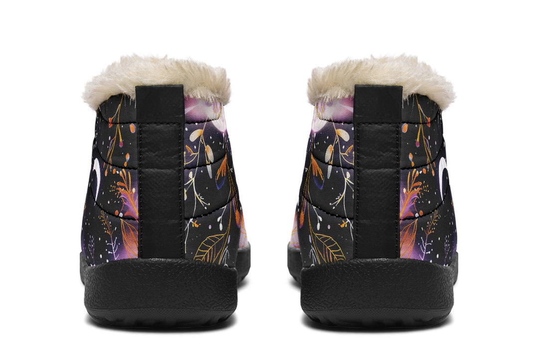 Cosmic Petals Winter Sneakers - Warm & Easy Slip-On Shoes Lined with Vegan Wool with Anti-Slip Soles