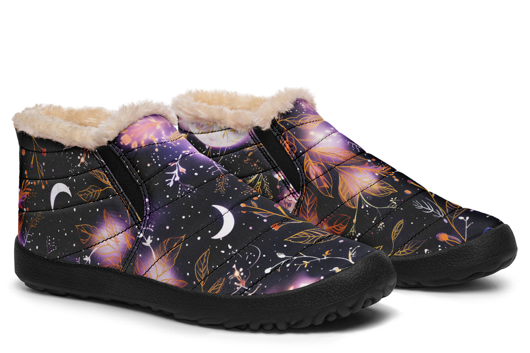 Cosmic Petals Winter Sneakers - Warm & Easy Slip-On Shoes Lined with Vegan Wool with Anti-Slip Soles