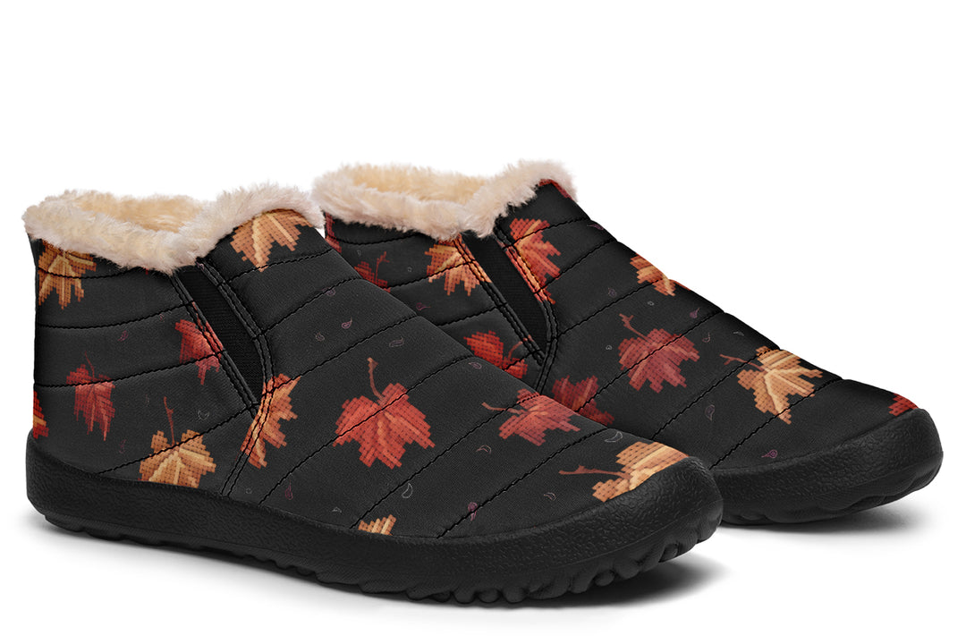 Cozy Autumn Winter Sneakers - Warm & Easy Slip-On Shoes Lined with Vegan Wool with Anti-Slip Soles