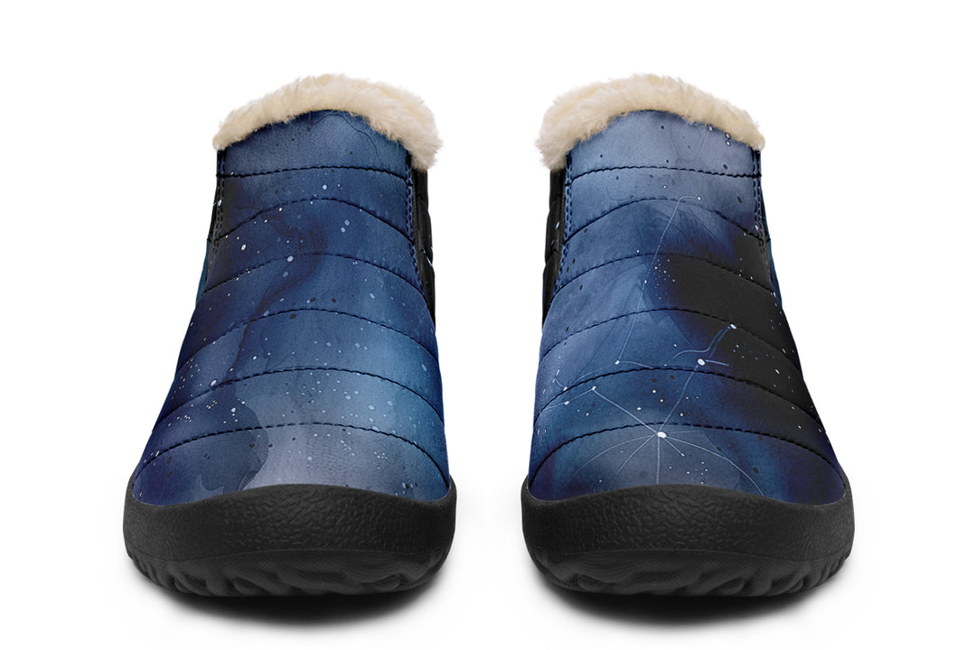 Deep Blue Winter Sneakers - Warm & Easy Slip-On Shoes Lined with Vegan Wool with Anti-Slip Soles