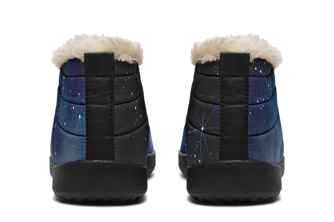 Deep Blue Winter Sneakers - Warm & Easy Slip-On Shoes Lined with Vegan Wool with Anti-Slip Soles