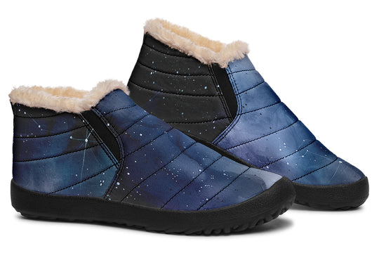 Deep Blue Winter Sneakers - Warm & Easy Slip-On Shoes Lined with Vegan Wool with Anti-Slip Soles