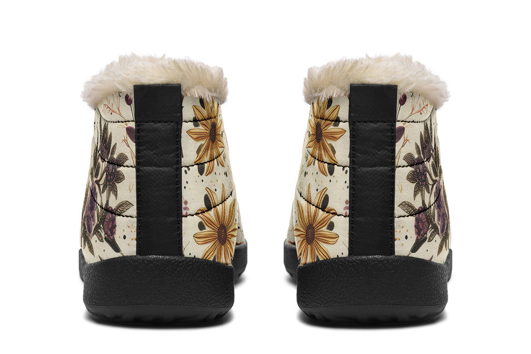 Enchanted Blossoms Winter Sneakers - Warm & Easy Slip-On Shoes Lined with Vegan Wool with Anti-Slip Soles