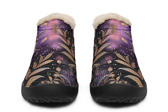 Galactic Bloom Winter Sneakers - Warm & Easy Slip-On Shoes Lined with Vegan Wool with Anti-Slip Soles