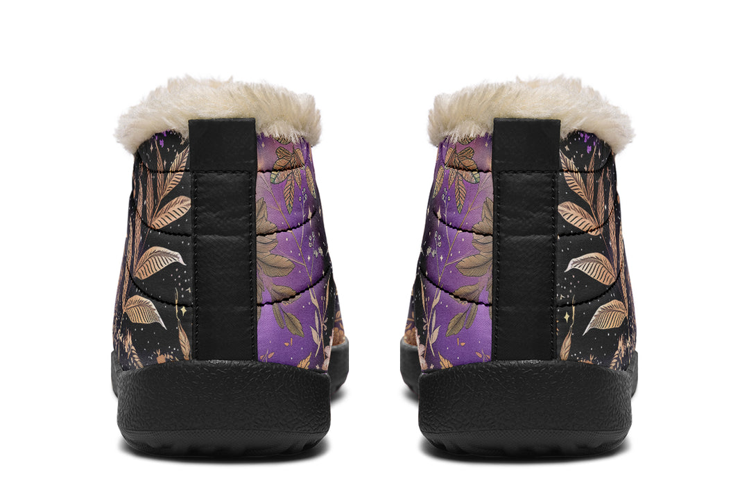 Galactic Bloom Winter Sneakers - Warm & Easy Slip-On Shoes Lined with Vegan Wool with Anti-Slip Soles