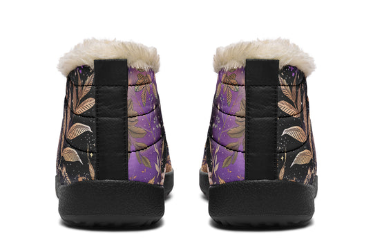 Galactic Bloom Winter Sneakers - Warm & Easy Slip-On Shoes Lined with Vegan Wool with Anti-Slip Soles