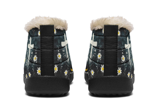 Graveyard Bloom Winter Sneakers - Warm & Easy Slip-On Shoes Lined with Vegan Wool with Anti-Slip Soles