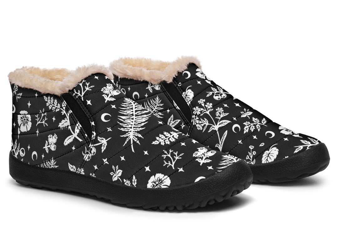 Green Witch Winter Sneakers - Warm & Easy Slip-On Shoes Lined with Vegan Wool with Anti-Slip Soles