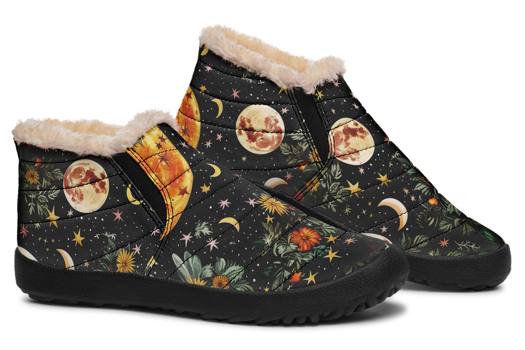 Lunar Meadow Winter Sneakers - Warm & Easy Slip-On Shoes Lined with Vegan Wool with Anti-Slip Soles