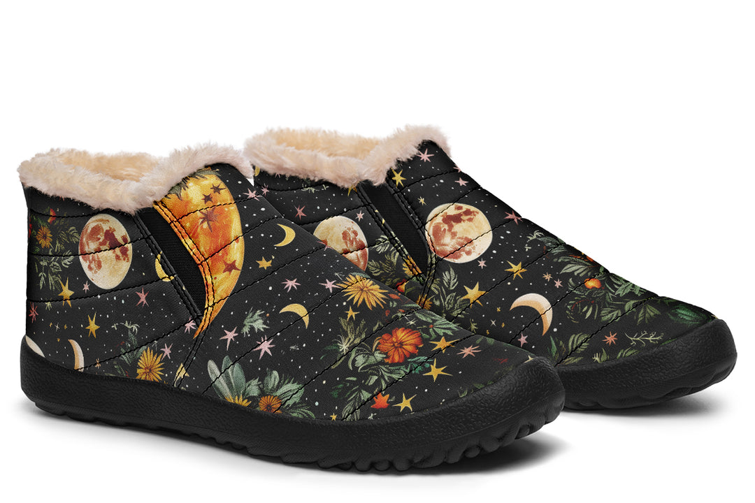 Lunar Meadow Winter Sneakers - Warm & Easy Slip-On Shoes Lined with Vegan Wool with Anti-Slip Soles