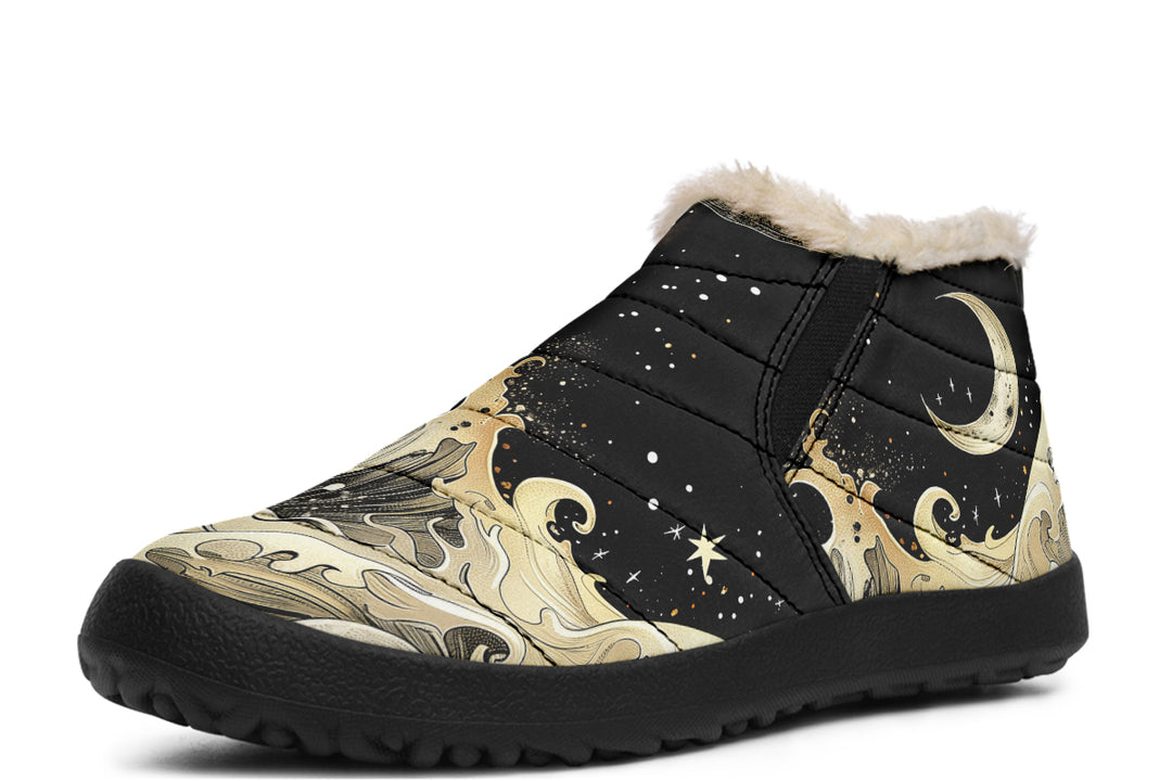 Lunar Tide Winter Sneakers - Warm & Easy Slip-On Shoes Lined with Vegan Wool with Anti-Slip Soles