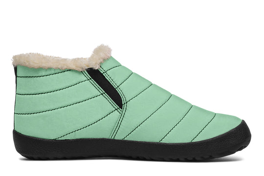 Mint Green Winter Sneakers - Warm & Easy Slip-On Shoes Lined with Vegan Wool with Anti-Slip Soles